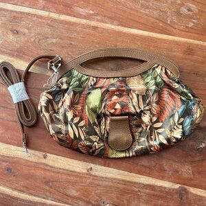 Tropical Print Women's Bag with Brown Accents NWOT